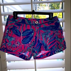 EUC LILLY PULITZER ADIE FRINGE SHORTS 4 PINK BLUE